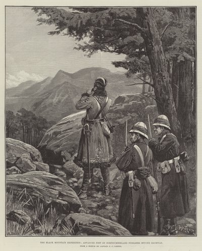 La Expedición de la Montaña Negra, Puesto Avanzado de los Fusileros de Northumberland más allá de Bagrwan de William Barnes Wollen